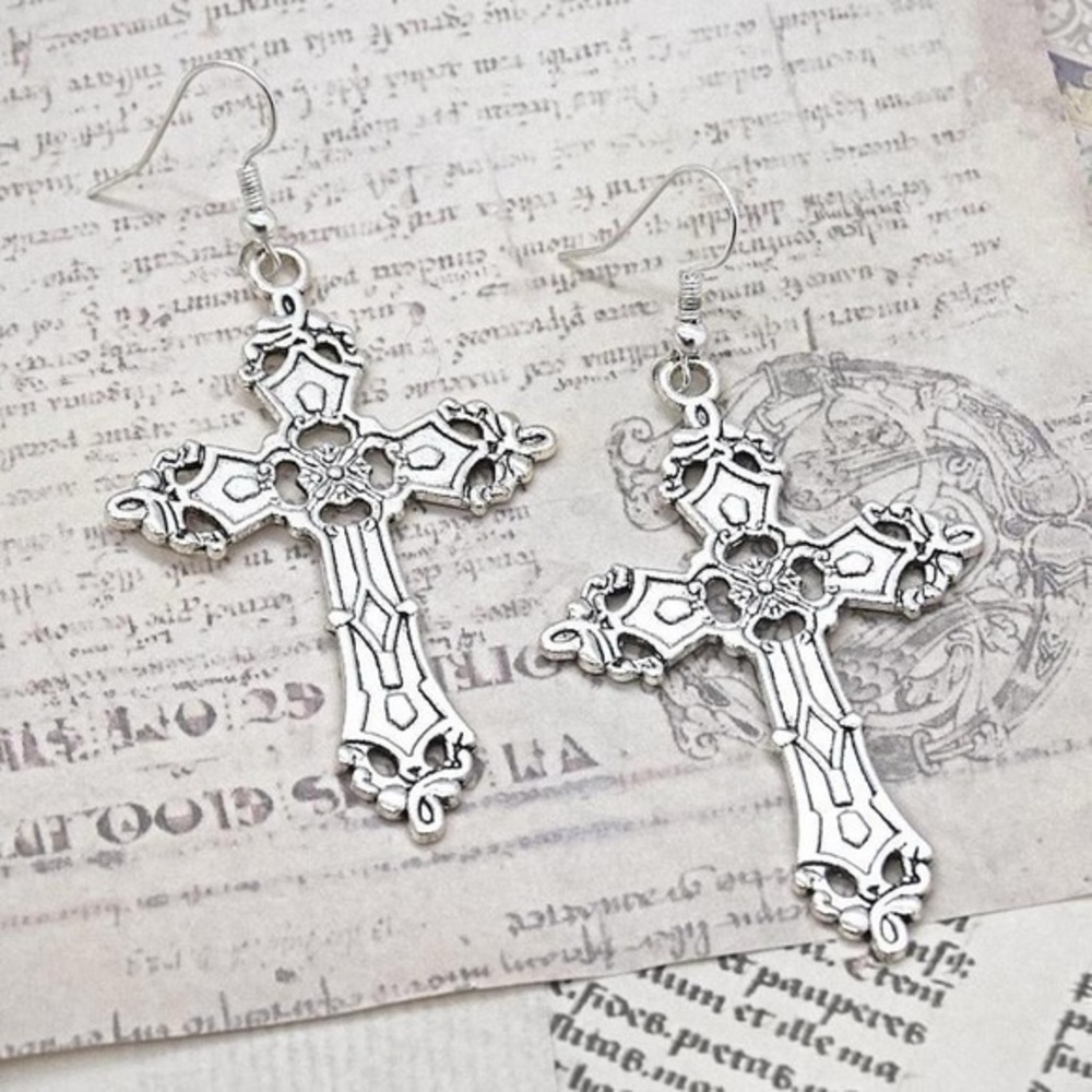 Large Gothic Cross Earrings